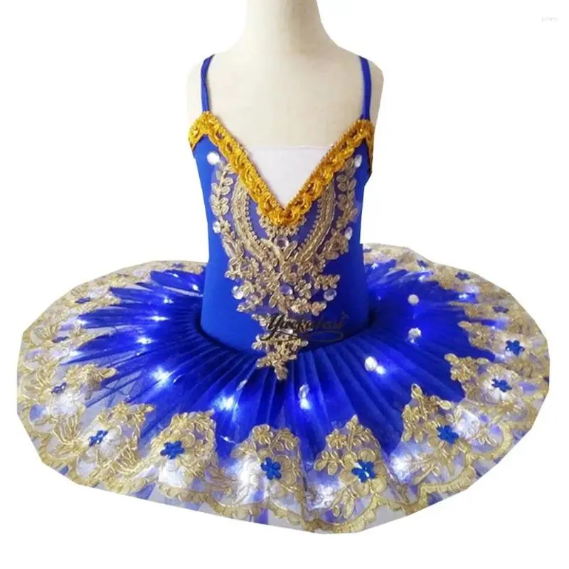 Stage Wear luminoso LED luce balletto vestito da ballo performance femminile adulta principessa tutu pancake per bambini ragazza lago dei cigni tuta