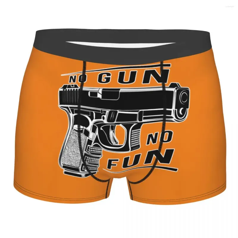 Mutande personalizzate No Gun Fun Intimo da uomo Stretch Boxer classico Pantaloncini Mutandine morbide per Homme