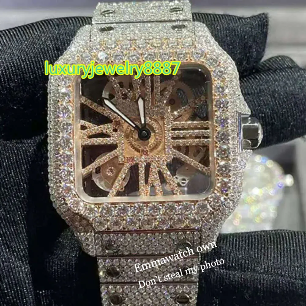 Cartis 5 styles nouveau squelette Vvs Moissanite montre-bracelet glacé Pass Diamonds Test Eta luxe saphir montres or rose argent automatique glacé montres