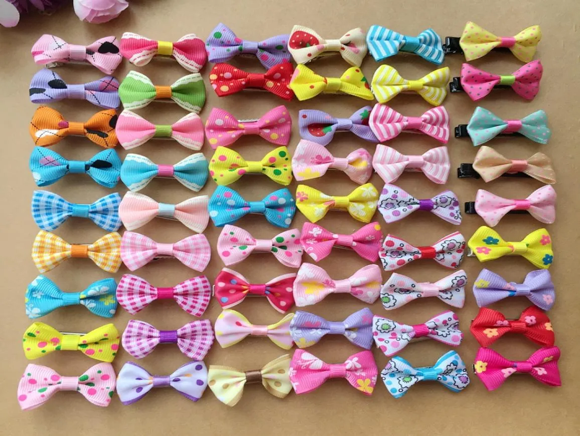 100pcslot 14quot handmade kids baby girls hair accessories Wave point dot bow clip hairpin hair clip children hair Barrettes j5881634