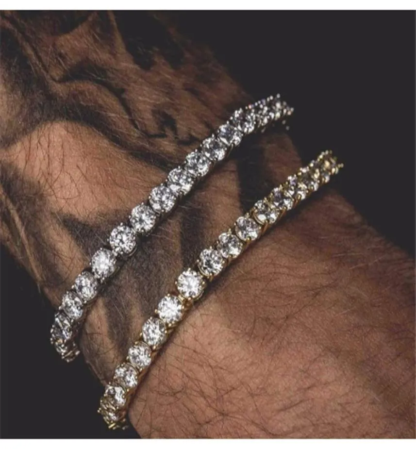 6mm 5mm 4mm 3mm Iced Out Tennis Pulseira Zircônia Triple Lock Hiphop Jóias 1 Linha Cubic Luxury Men Pulseiras a45228607615