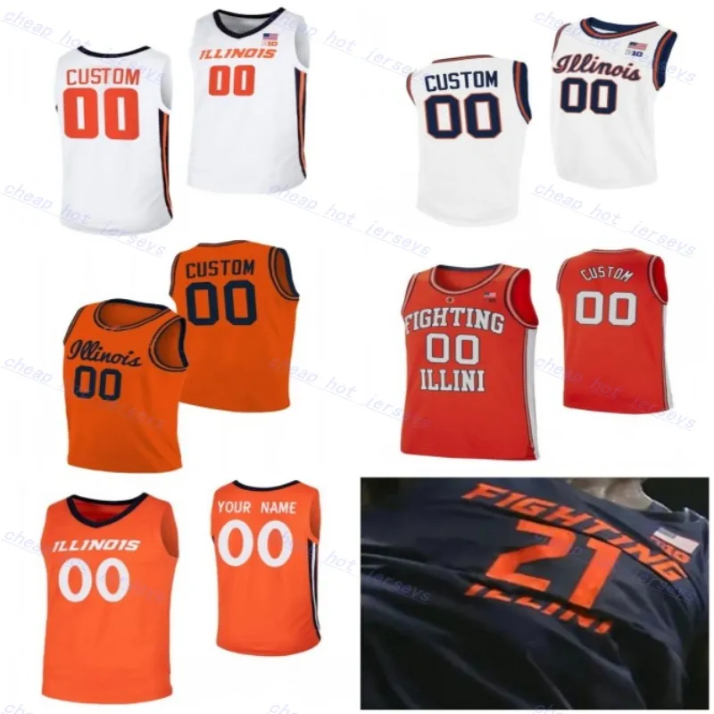 Quincy Guerrier Fighting Illini Basketball Jersey personnalisé Ed Mens Youth 2 Dra Gibbs-lawhorn 3 Marcus Domask 4 Justin Harmon 5 Redd Illinois Maillots