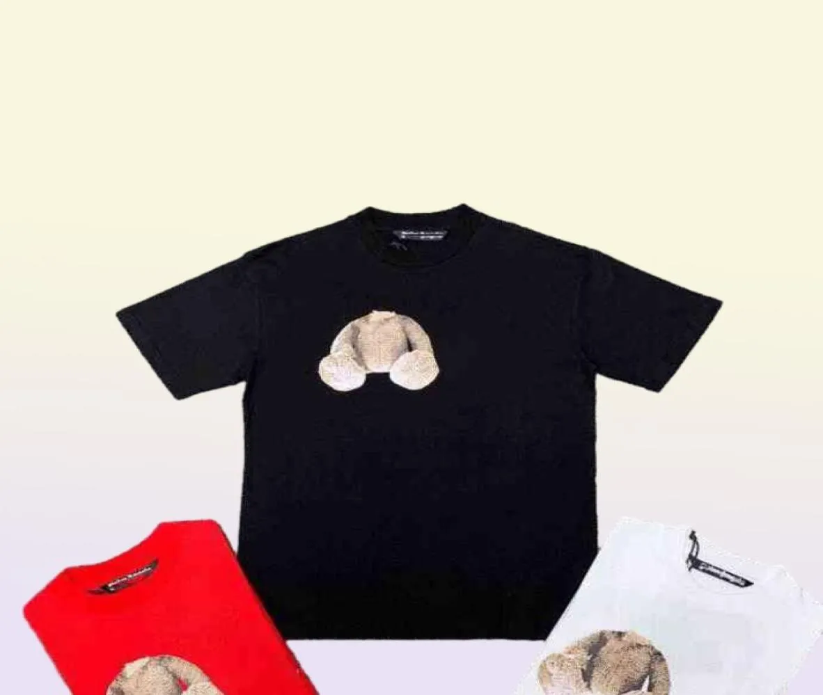 Europeiska designer lyxiga sommarpalmer vinkel t shirt klassisk björn tryckta modemän och kvinnors fritid lös pa rund krage sho7919429