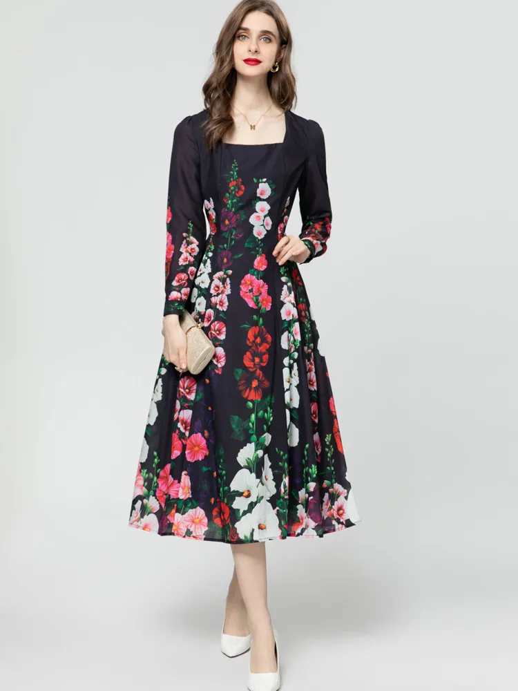 Elegant Floral Runway Dress - Womens Square Neck High Street Designer Dress,  Chic Vestidos, Perfect for Parties & Special Occasions - Buy Now! from  Dhgate Runway Dresses - price 58.26