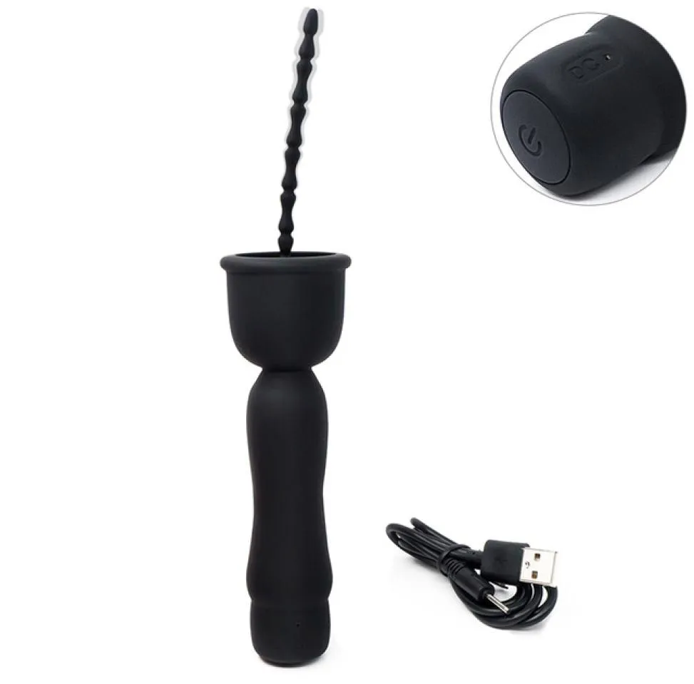 Massaggiatore del pene a 17 velocità Spina del pene Vibratore di stimolazione uretrale per masturbatore maschile Allenatore duraturo Glande Vibra9295282