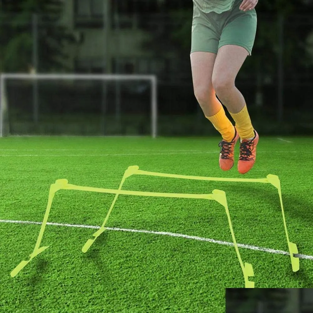 ボールズフットボールトレーニングハードル調整可能な高さの敏ility性速度はしごサッカースポーツドロップ配信DH1FJ