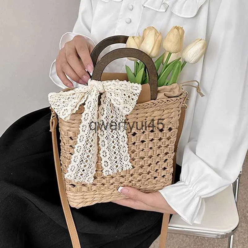 Schultertaschen Stroh und Taschen für Frauen andmade ollow Seaside Beac Bag Geflochtene andle Tote Sopping Totes Soulder BolsaH24219