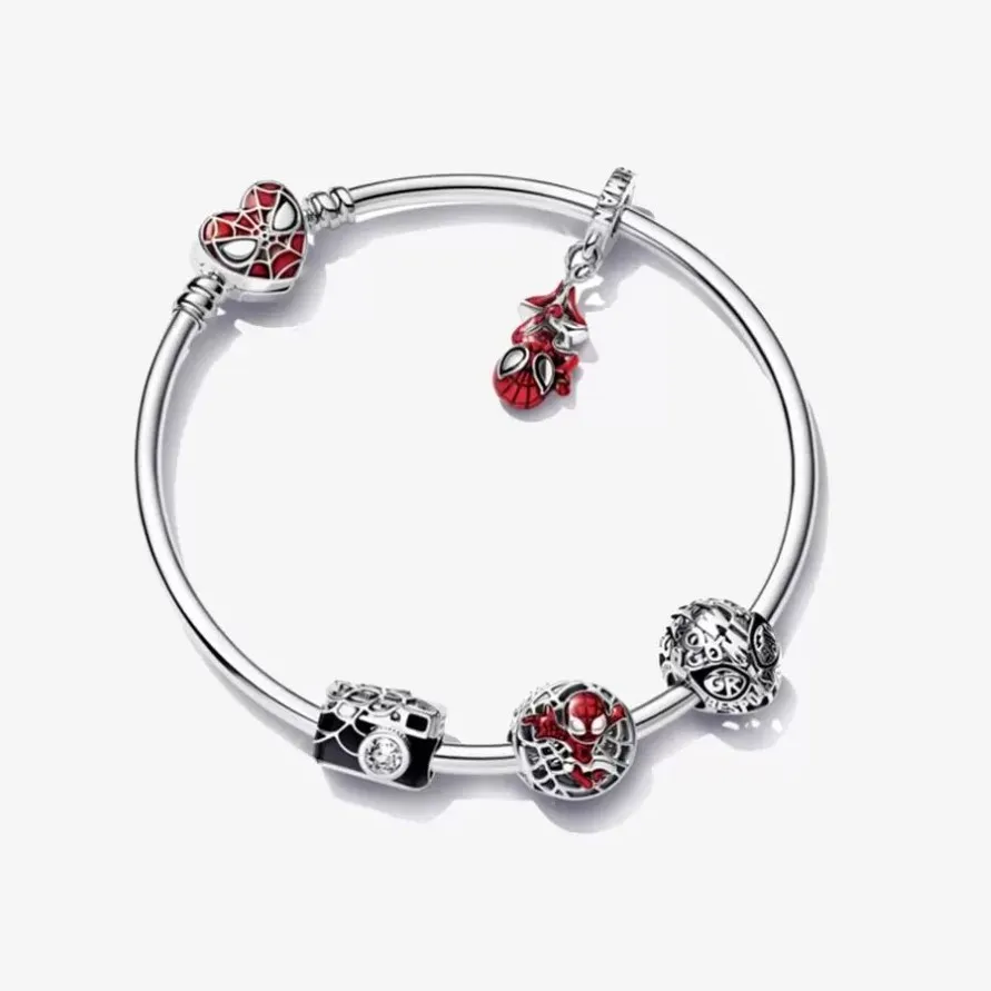 High Polish Bangle 100% 925 Sterling Silver Spider Pendant charm Bracelet Fashion Wedding Jewelry Set Making for Women Gifts214a