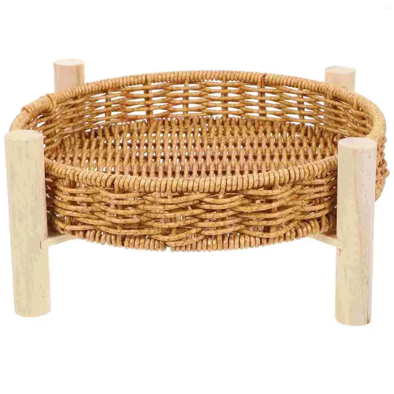 Ensembles de vaisselle Imitation rotin bol de fruits paniers à pain plaque ronde tissée plateau de table basse pour servir des plateaux de rangement de plateau