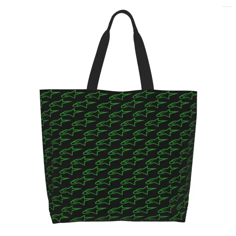 Alışveriş Çantaları Özel Yeşil Motokros Enduro Cross Canvas Çantası Kadınlar Yeniden Kullanılabilir Büyük Kapasite Market Motosiklet Yarışı Alışveriş Yapıcı Tote