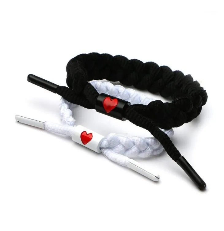 Andra armband mode Rastaclat Shoelace Knit Par Girlfriend Valentines Day Gift Black and White Love Compile Catenary18283449