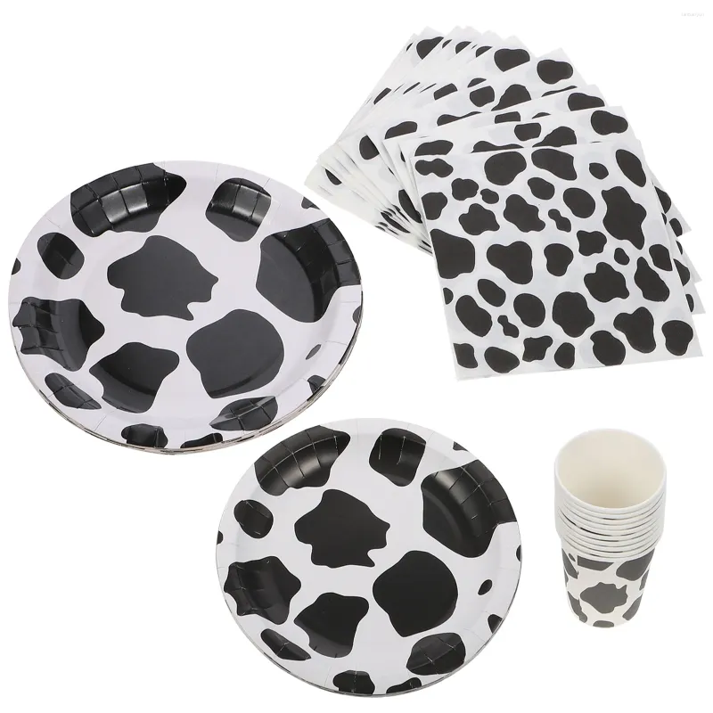 Disposable Dinnerware 1 Set Cow Party Supplies 50 Tableware With Plates Cups Napkins For Shower Birthday Farm