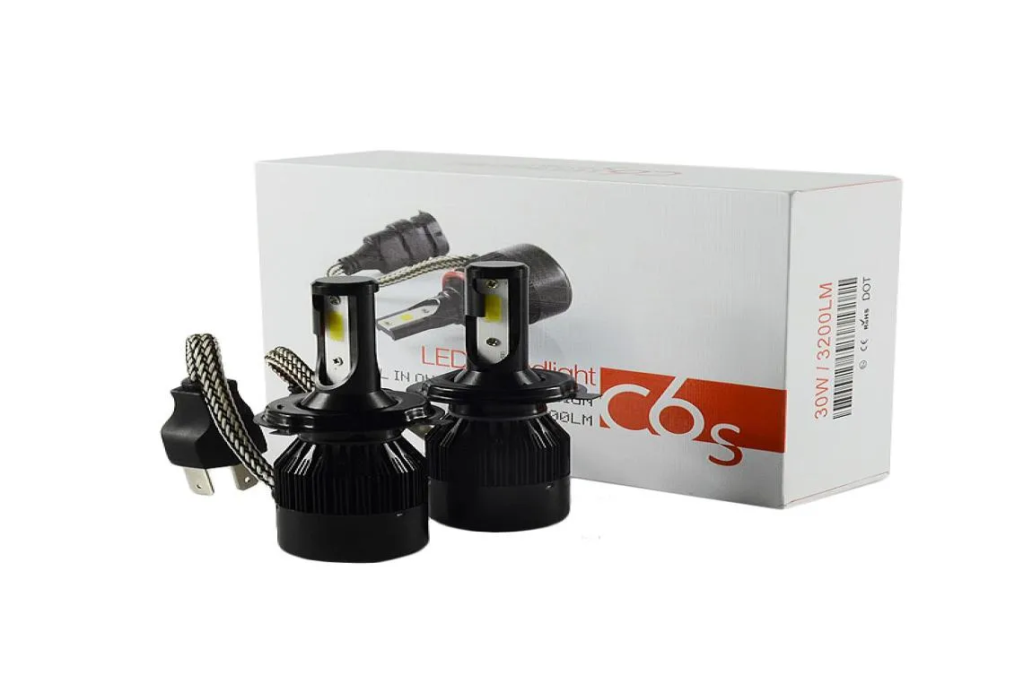 C6S 2PCS COB CAR LEDヘッドライト60W 6400LM H4 H13 H7 H11 9005 9006電球フォグランプ車LEDフォグライト高照明高ビームC6S LED LAMP6981127