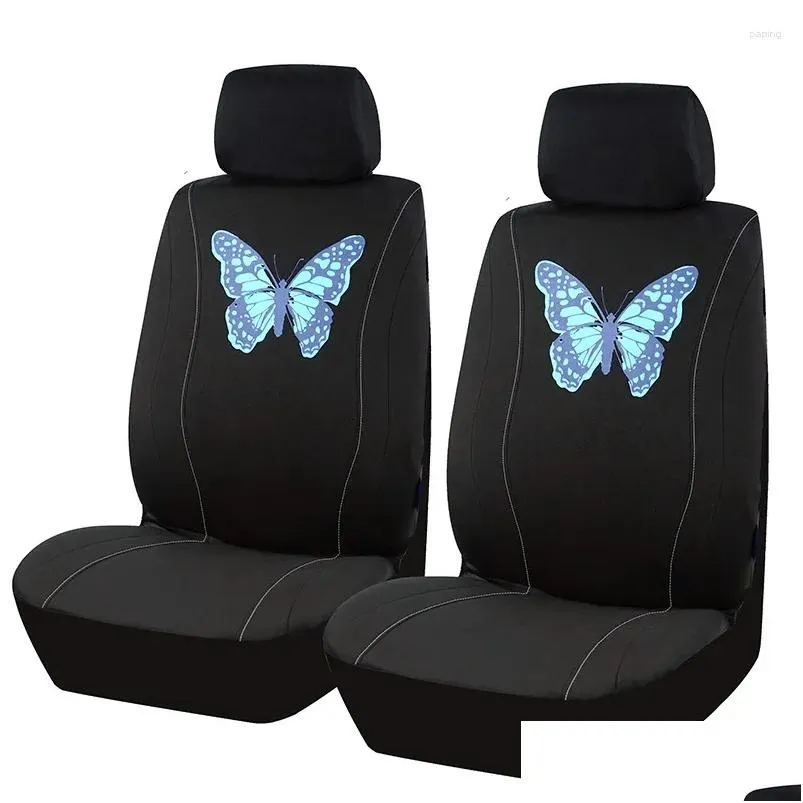 Housses de siège de voiture Ers Butterfly Print Er Accessoires d'intérieur décoratifs à la mode 2/5 sièges Respirant Drop Delivery Automobiles Motorcycl Ot9D2