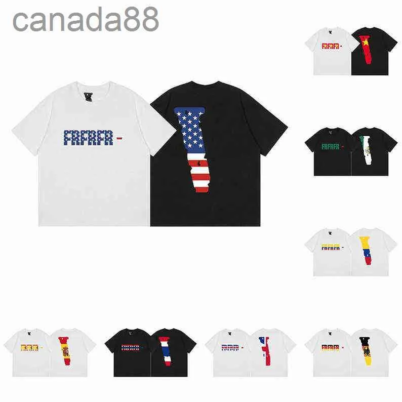 National Flag Summer Mens Women Designers T Shirts Lose Tees Fashion Brands Topps Mans Casual Vlones Shirt Luxurys Clothing Street Shorts Saw7