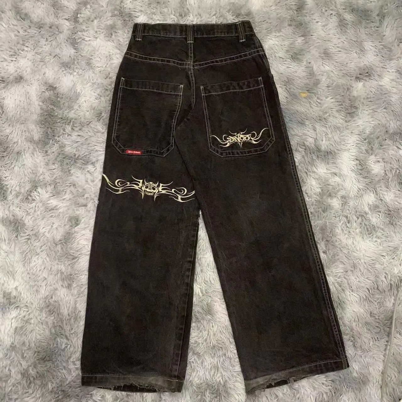Y2K Baggy Jeans for Men - Vintage Hip Hop Wide Leg Denim, Harajuku