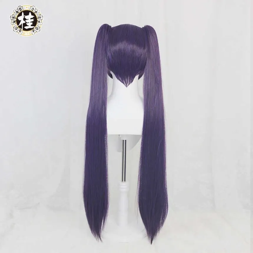 PRE- UWOWO Game Genshin Impact Mona Megistus Cosplay Wig Astral Reflection 90cm Purple Twin Tail Y0913275V