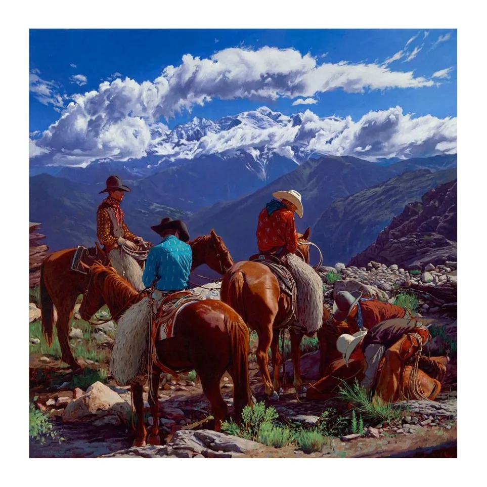 Mark Maggiori „Cowboys at Work“-Gemälde-Poster, Druck, Heimdekoration, gerahmt oder ungerahmt, Papiermaterial 255 V