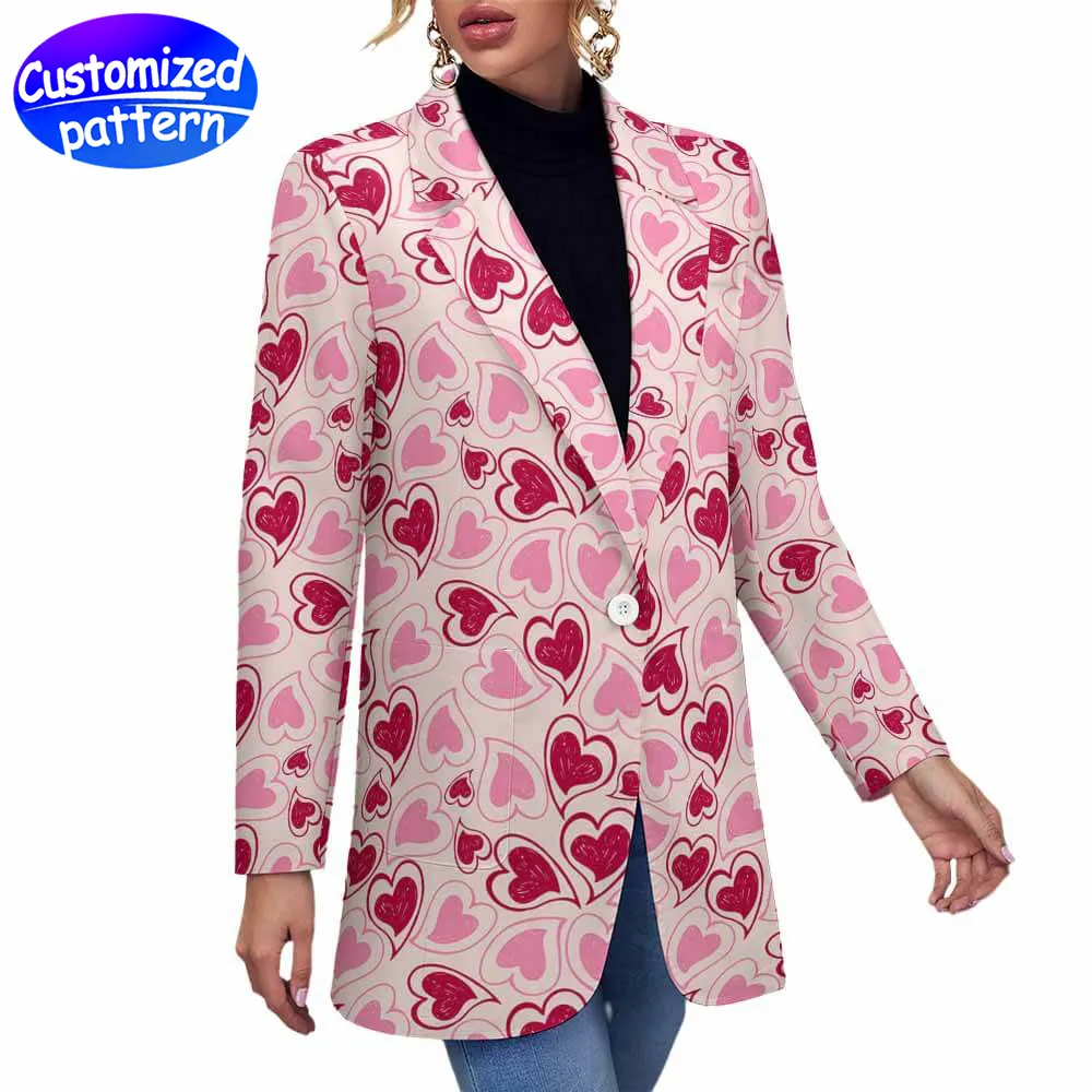 Abito casual personalizzato da donna Alta definizione Motivo a trasferimento termico Stampa d'amore Moda tutto morbido e senza rughe 100% poliestere 267 g rosa