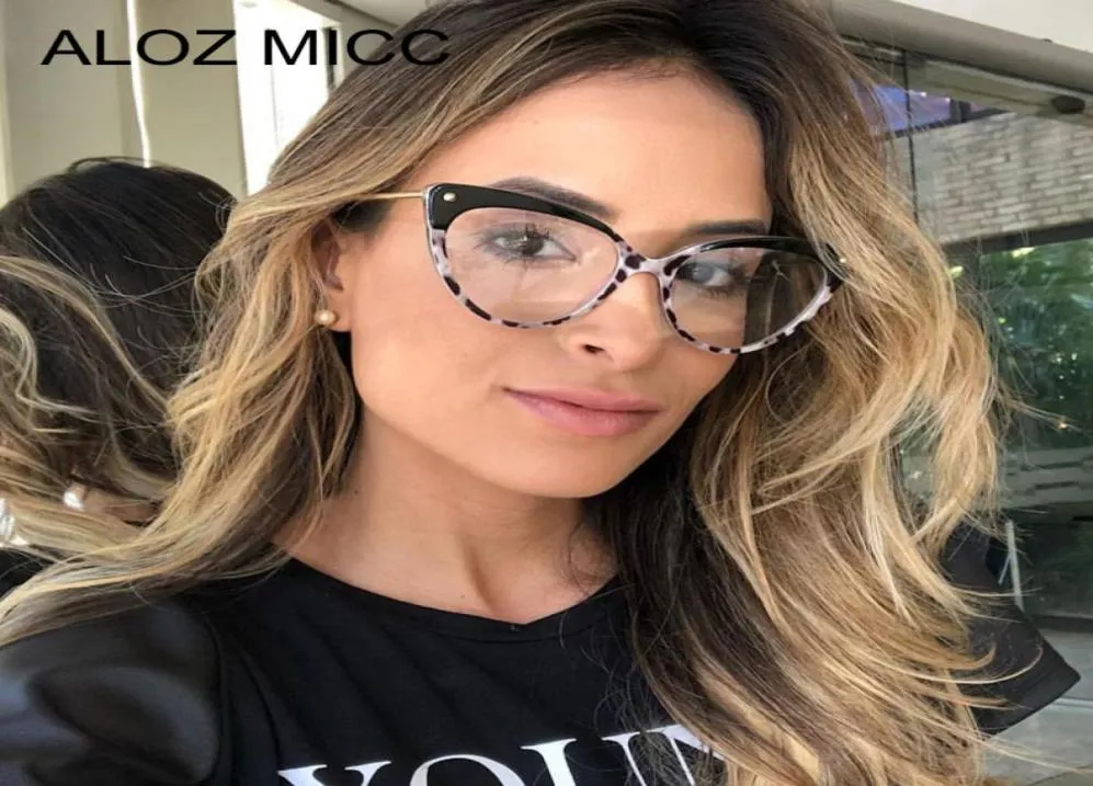 ALOZ MICC Fashion Cat Eye Glasses Women Brand Designer Vintage Gelgasses Kvinnliga transparenta linsglasögon Frame A6383169943