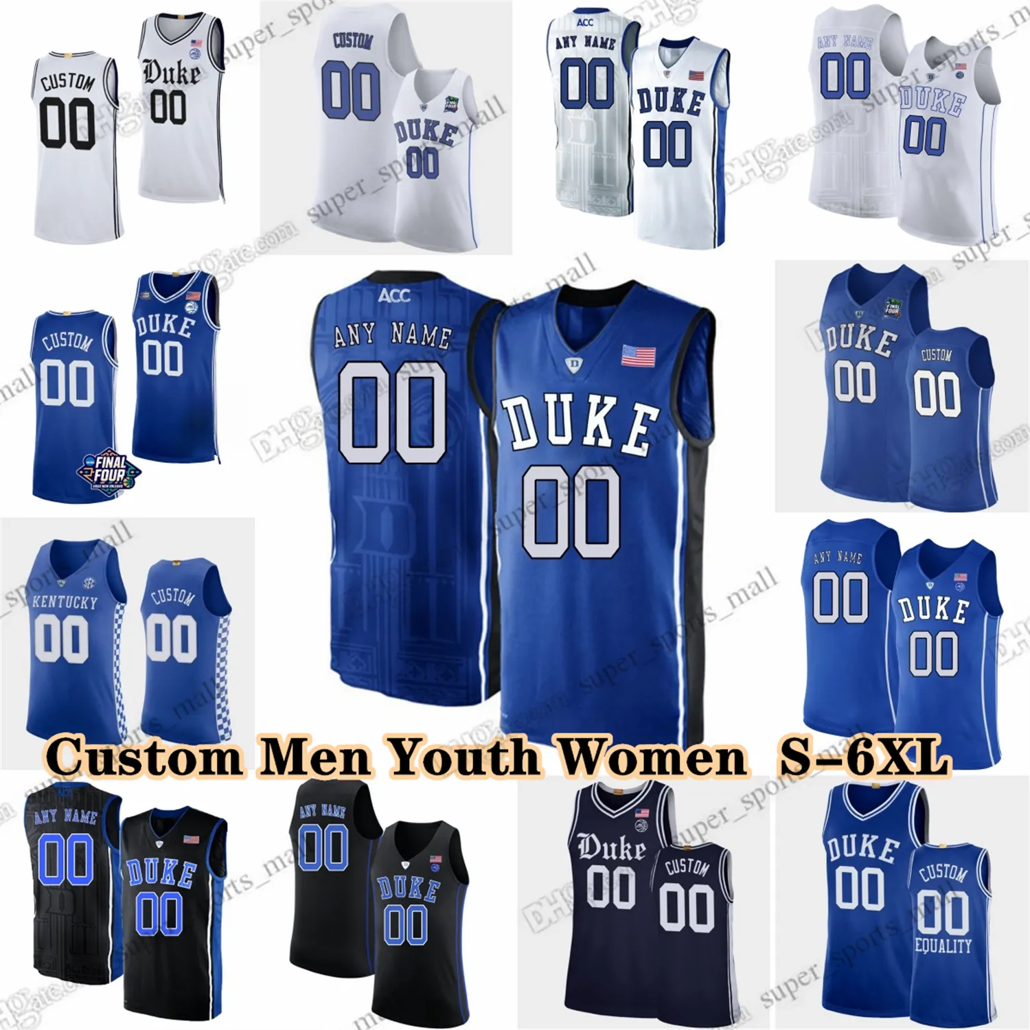 NCAA Custom S-6XL Duke Blue College Devils Basketball 30 Kyle Filipowski Maillots 5 Tyrese Proctor 3 Jeremy Roach 2 Jaylen Blakes 13 Sean Stewart 12 TJ Power Begovich