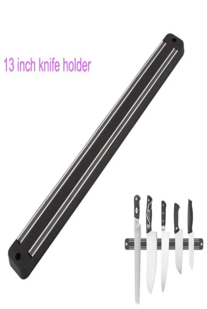 Suporte de faca magnético de 13 polegadas, de alta qualidade, montagem na parede, preto, bloco de plástico abs, suporte magnético de faca para faca de metal, 71657156733754
