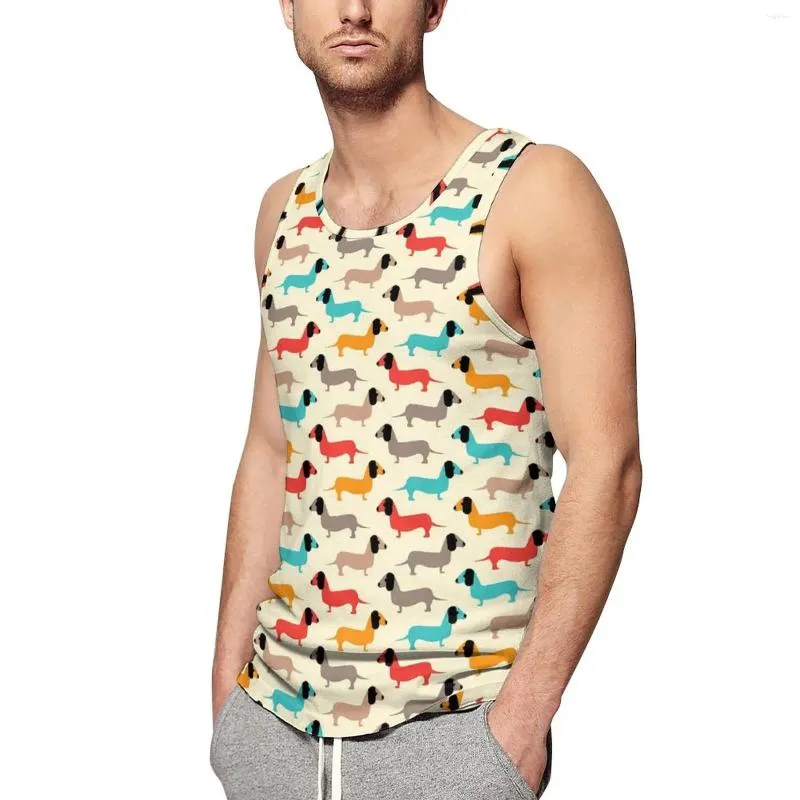 Men's Tank Tops Pet Dog Print Top Cartoon Animal Vintage Summer Training Males Graphic Sleeveless Vests Plus Size