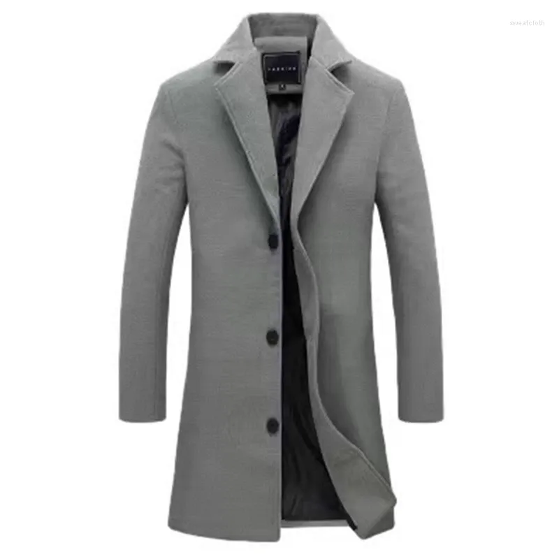 Trench da donna Cappotto da uomo coreano moda slim medio lungo giacca a vento cappotto di lana autunno inverno giacca con maniche risvolto abbottonato