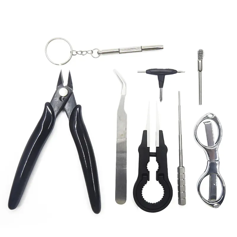 Smoking Set Tool Kit Bag Tweezers Pliers Wire Band Coil Jig Cotton For X9 RDA ZEUS X Cigarette Accessories