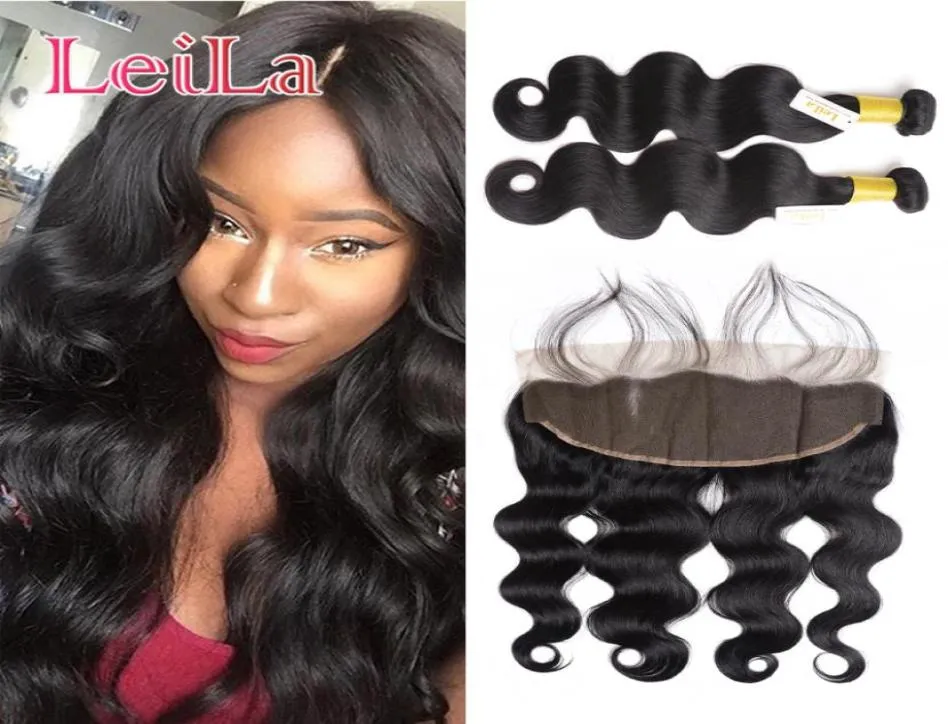 Indisch Maagdelijk Haar 2 Bundels Met 13X4 Kant Frontale 3 Stuksset Body Wave Menselijk Haar Inslagen Met Sluiting Van Leila4646090