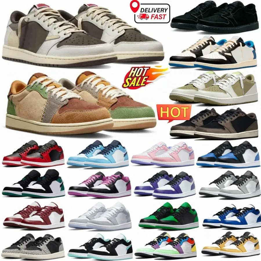 1S Buty do koszykówki męskie 1 Niski golf oliwkowy Mochas Neakers Dark Wolf Grey Black Phantom Pine Green TOE UNC PANDA Women Sports Treners G9ck#