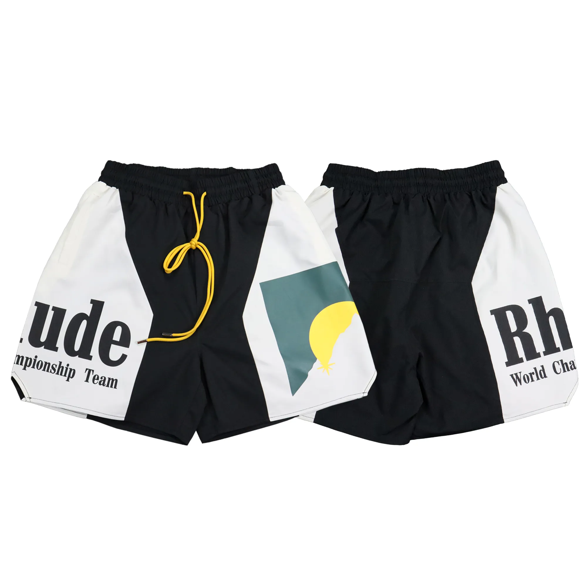 Nowy Rhude Men's Shorts Designer oddychający szorty plażowe mężczyźni kobiety swobodne siatki oddychanie ponadwymiarowe rhude szorty talii sznurki amerykańskie rozmiar s-xl