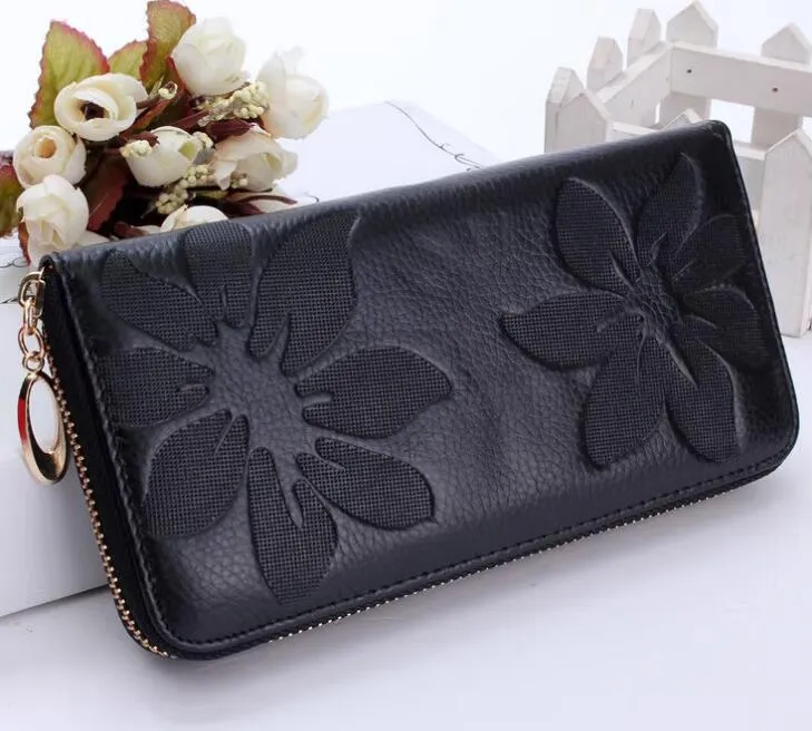 Designer Women Embossing Simplicity Long wallets Clutch bags personalized wallet with photo Folding large capacity wallet small handbag