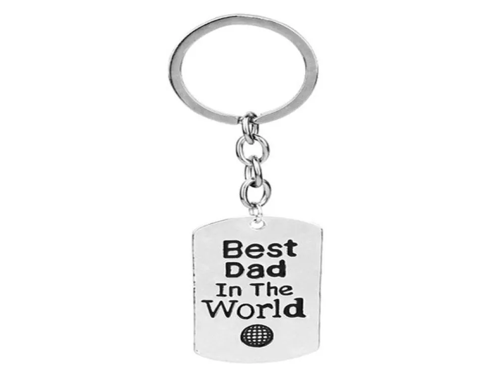 Ny nyckelring pappa i världen Keyring Family Fathers Day Gift Män smycken Daddy Presents Herren bil nyckel charm hänge3776541