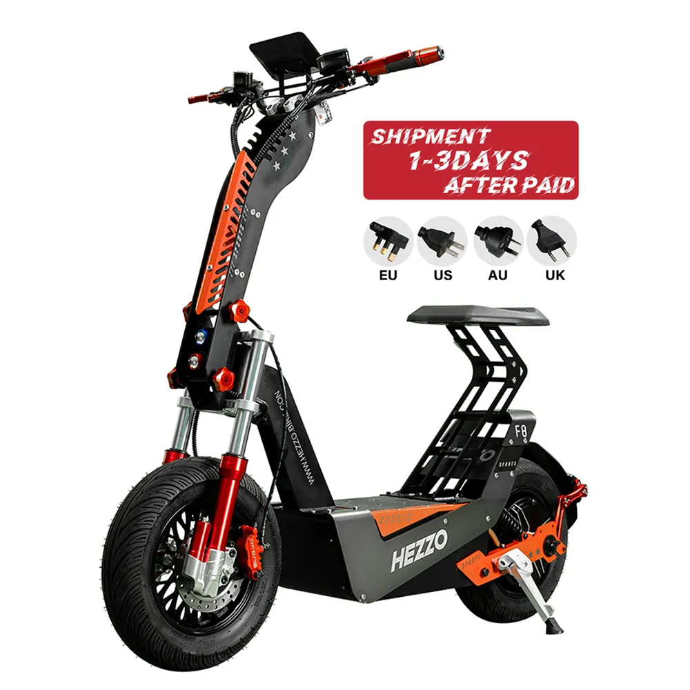 Hezzo F8 Electric Sc​​ooter Foldable Escooter Off-Road Kick Scooter 8000W 72V 50AH 100km/H 150km 16inchオイルブレーキシート無料のパワフル電気スクーター