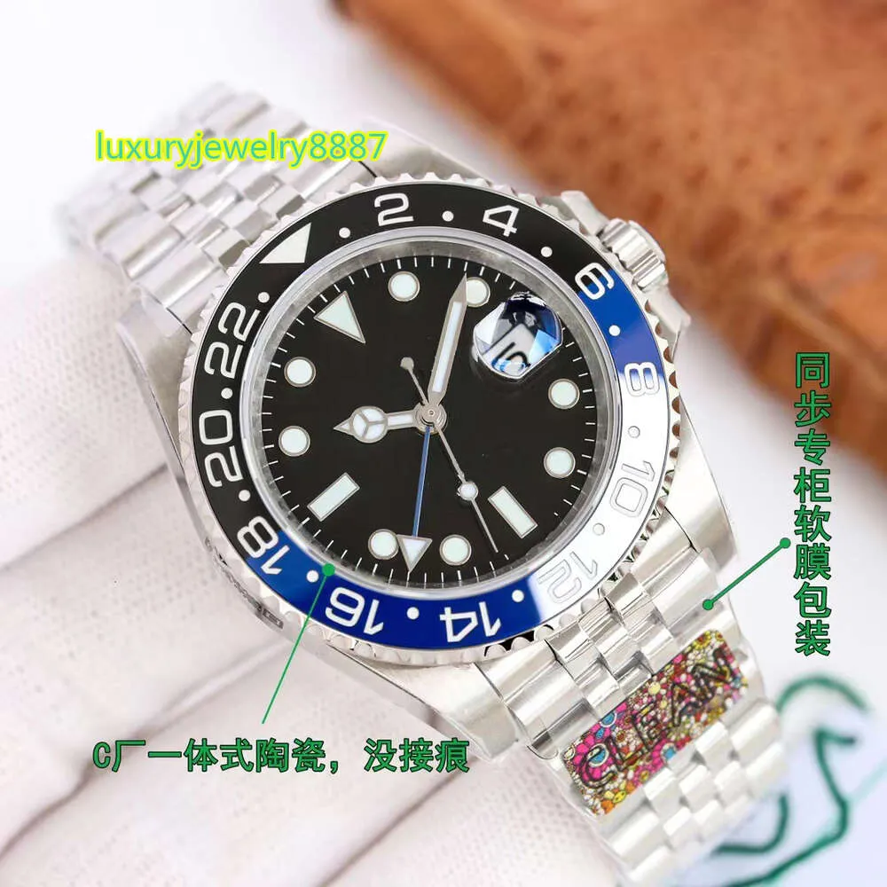 CLEAN Factory produceert 126710-serie 3186/3285 Batman automatisch herenhorloge blauwe keramische rand zwarte wijzerplaat 904L Jubileesteel-armband