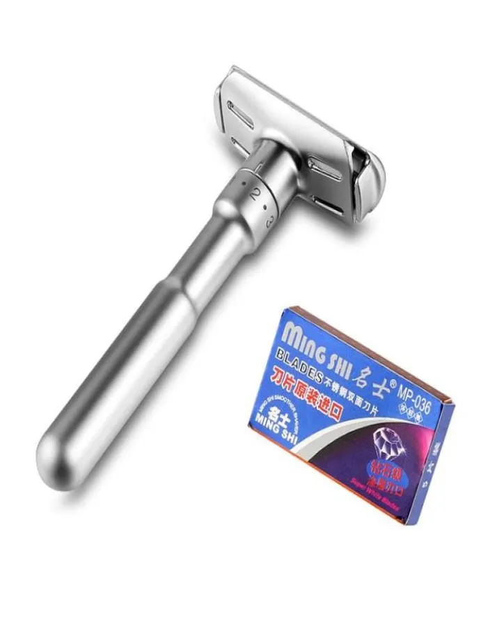 MINGSHI rasoir de sécurité en alliage de Zinc pour hommes réglable 16 fichiers rasage de près classique Double bord Razors7102164