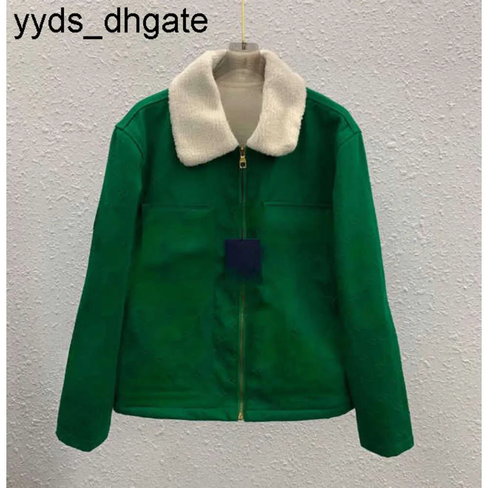 Lvity Vestes Design Designer Lvse Marque Femmes Garder Au Chaud En Hiver Vert Manteau De Laine D'agneau Une Pièce Col De Fourrure Veste Couples Style