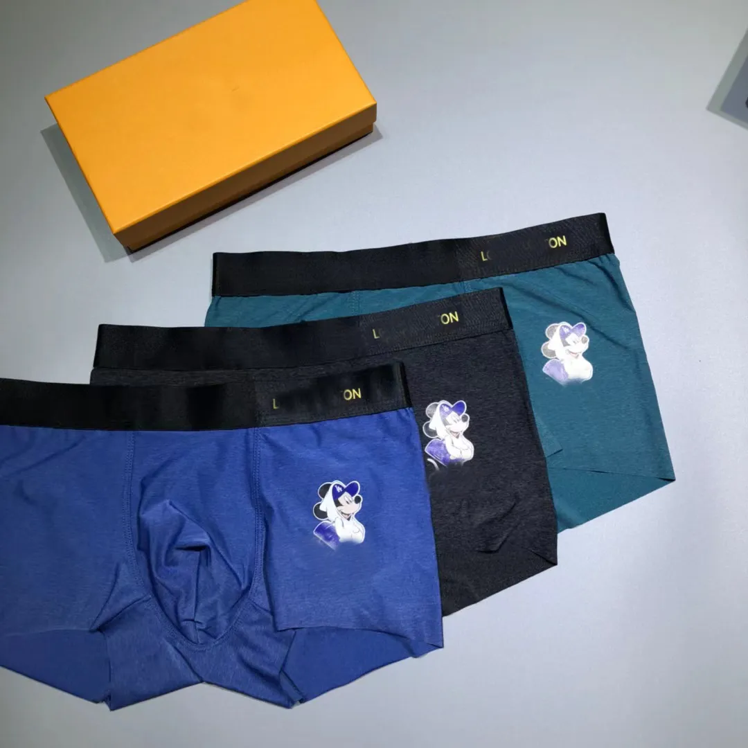 Top Designer L Mens Underwear Luxury Blue Green Black Mens Underpants Comfortable Soft Mens Underwear 3-piece Box Size L XL XXL XXXL