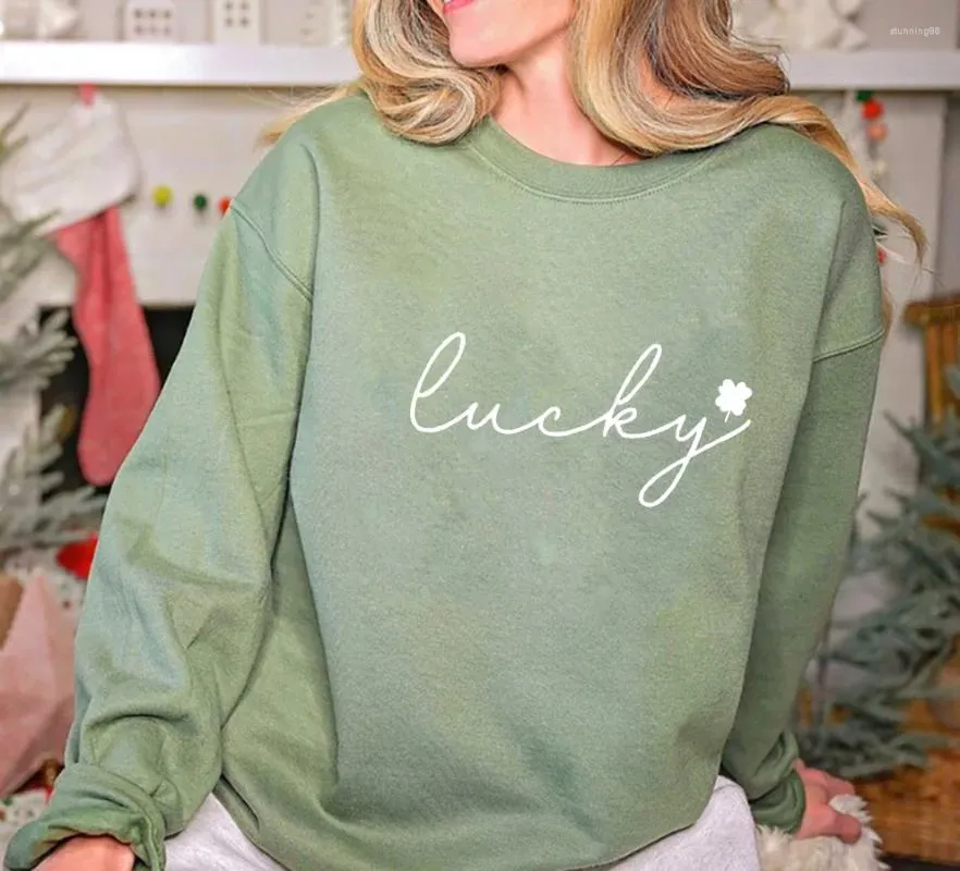 Dameshoodies Lucky Clover Sweatshirt St Patricks Day Truien Shamrock Sweats Damesmode Katoen Casual Vintage Top