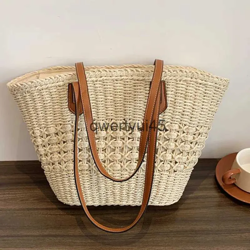 Shoulder Bags New Summer Woven Soulder Bag Women Beac Female Straw Knied andmade Large andbag Purse Travel Tote Underarm bolsa femmeH24219