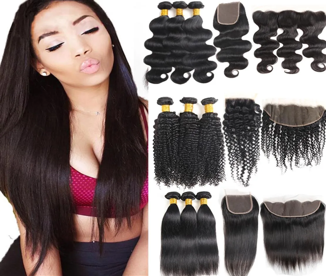 8A Brazylijskie włosy Extenstions Water Water Fala 3 wiązki z 13x4 Ciało przednich głębokie fali Virgin Hair z zamknięciem Brazylijskie dziewicze włosy 9018363