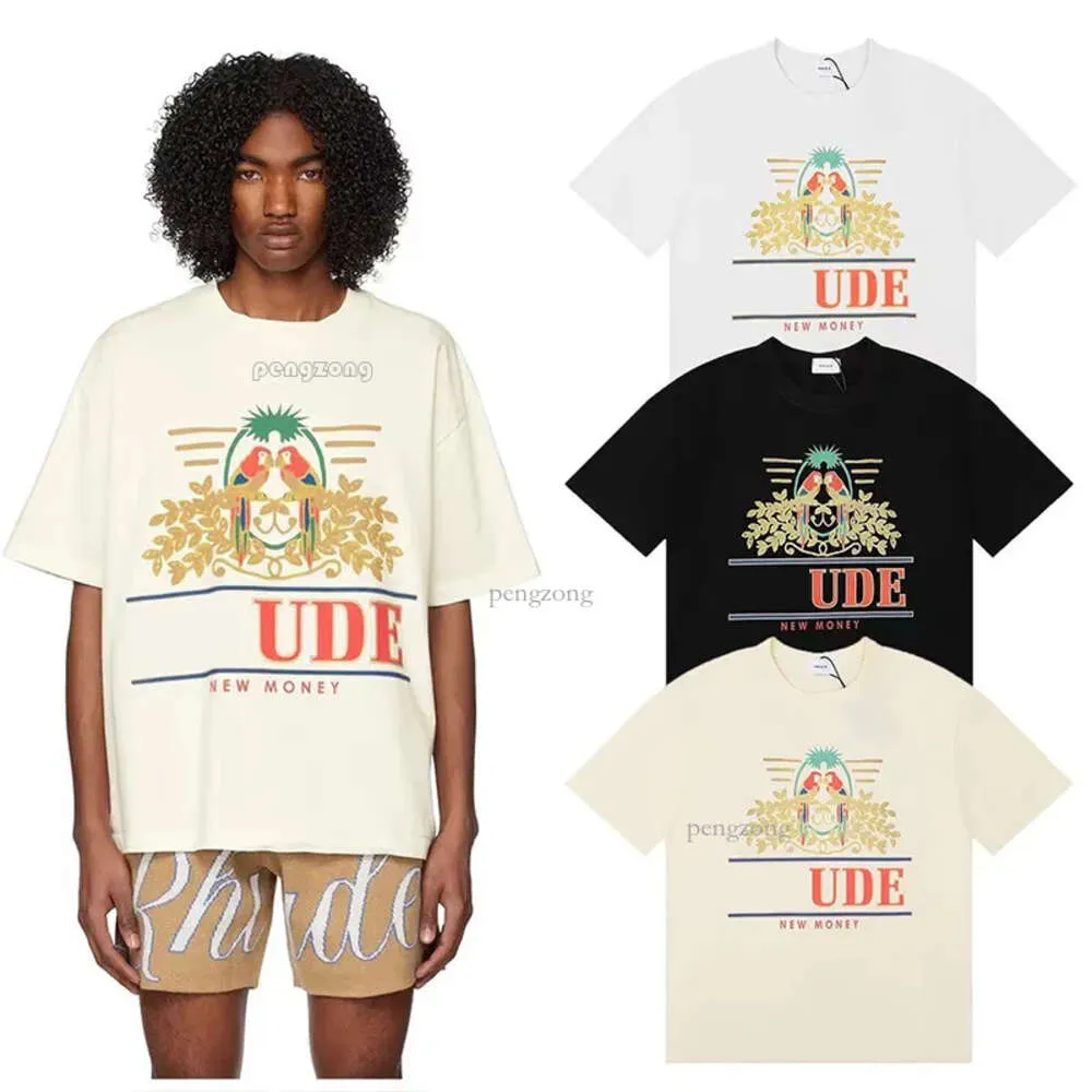 Designer T-shirts Heren Shorts Strand korte broeken Dames katoenen shirts met korte mouwen Casual T-shirt Veelzijdig Rhude Tees Shirt Sneldrogend Ademend Mesh Shorts 477