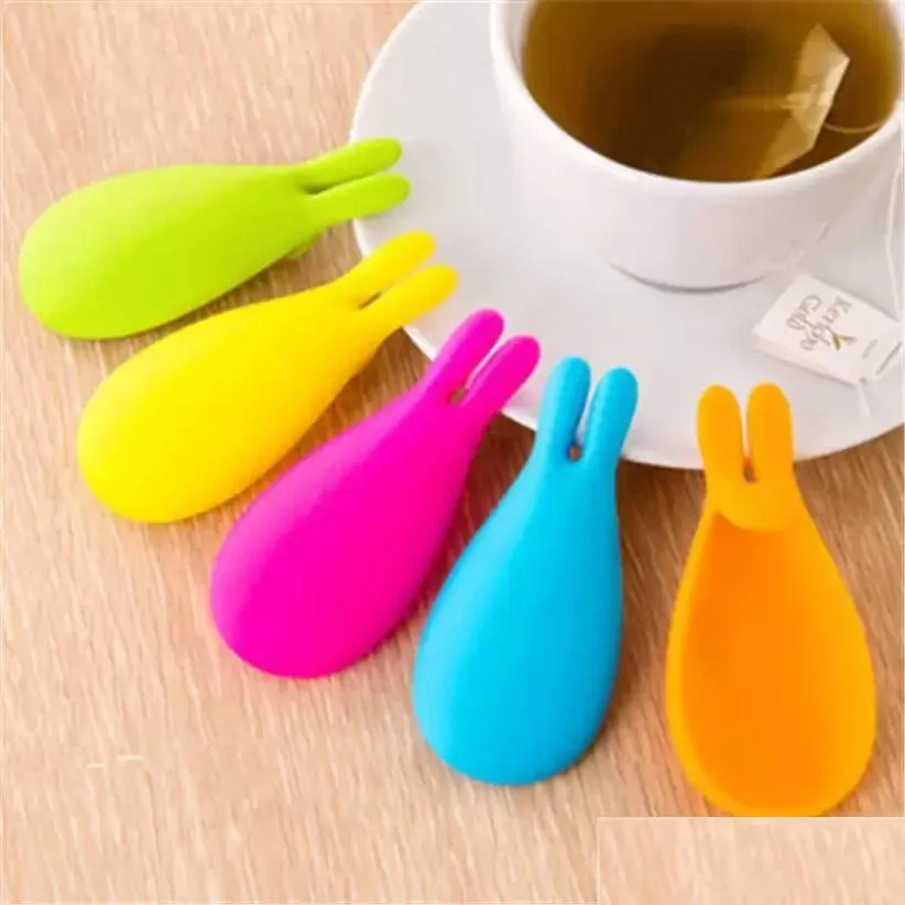 Andere Getränke 5 Farben Neue Sile Gel Kaninchenform Teebeutel Infuser Halter Candy Color Mug Geschenk Sil Stand FY3430 TT0218 Drop Lieferung H Dhejg