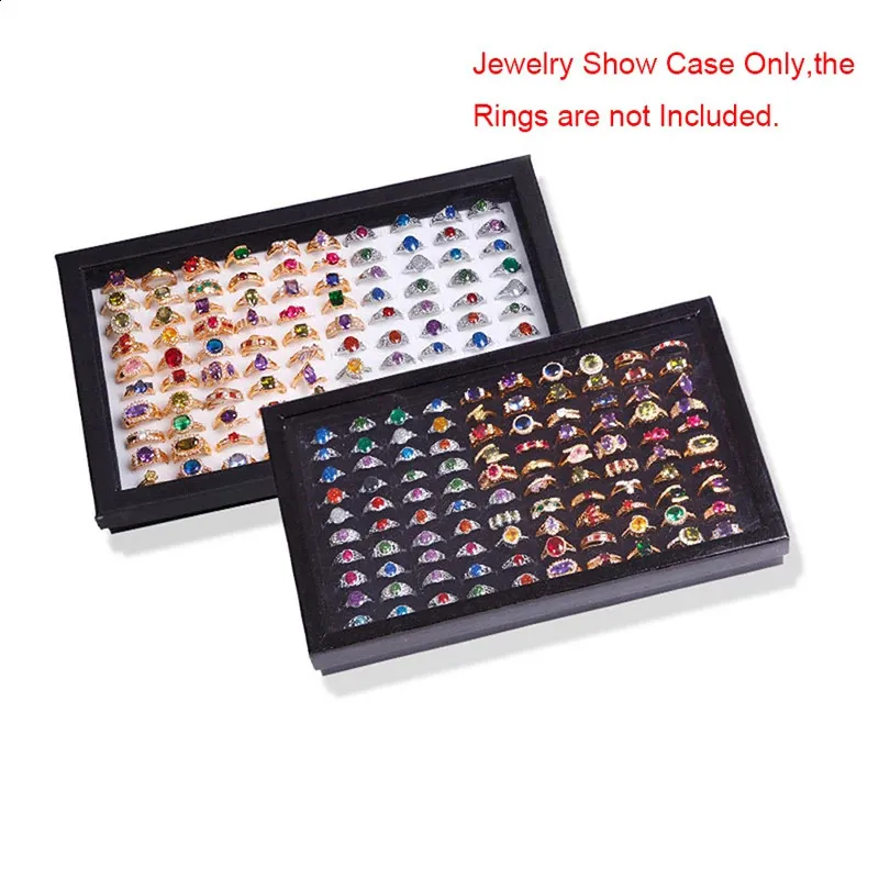 100 Slots Rings Display Stand Storage Box Ring Box Jewelry Organizer Holder Show Case Casket #228405 240122