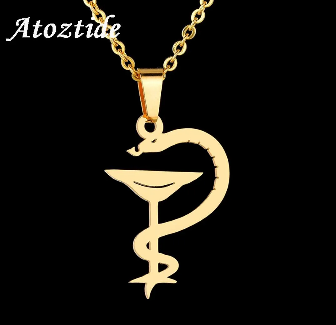 Personnalité superbe serpent avec verre à vin réglable en acier inoxydable pendentif en argent Necklace8289251