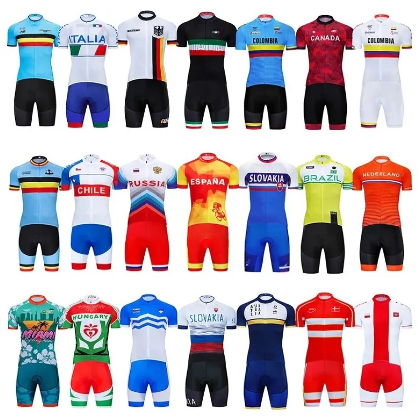 2022 Nederland Spanje Duitsland Denemarken Nationaal Wielerteam Jersey Fietsbroek Bib Set Ropa Ciclismo Heren MTB Shirt Zomer Pro Bic268i