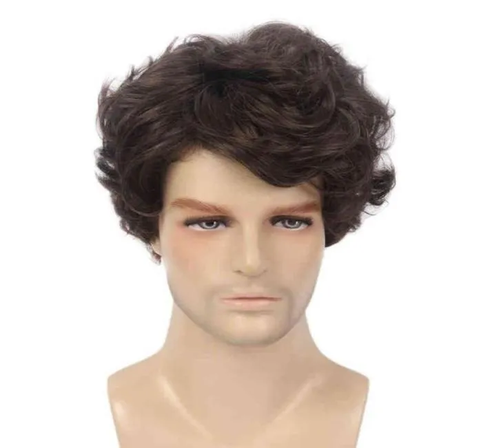 Nxy wigs brun naturlig curl Men039S Men Chemical Fiber Mechanism Fashion Short 22052795260106023961