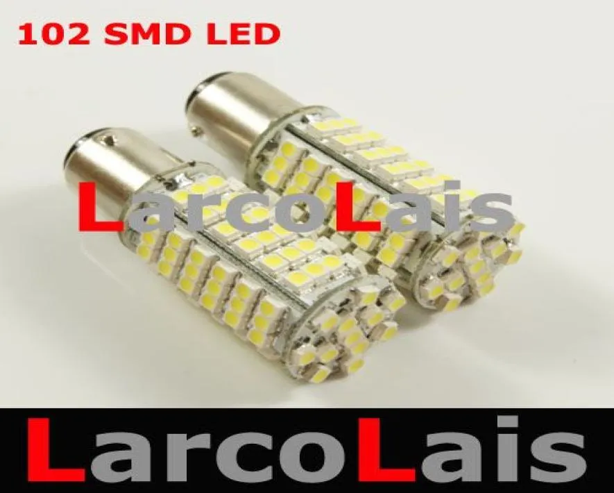 2pcs White 102 LED 1157 BAY15D 1210 Car Turn Brake Reverse Tail Singal Indicator Light Bulb Lamp6598143