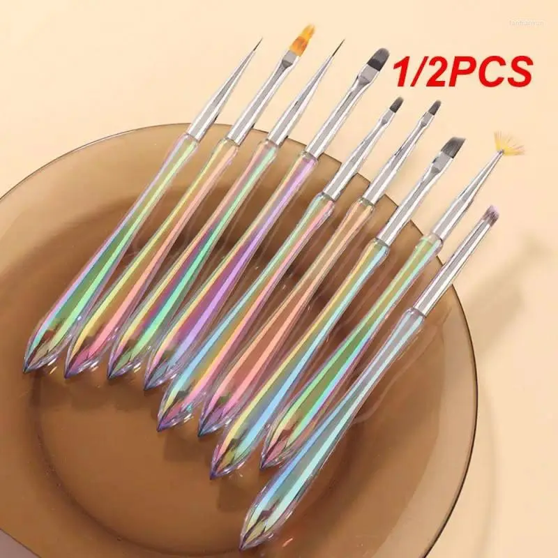 Drinking Straws 1/2PCS Flower Po Therapy Pen Multifunction Soft Portable Smooth Gradual Halo Dyeing Nail Brush Scanning Function